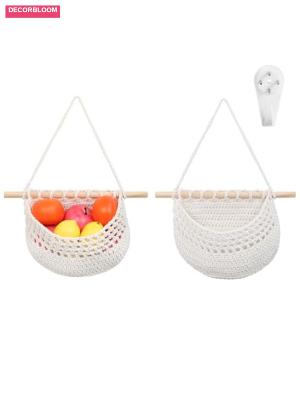 Handmade Cotton Rope Hanging Basket 18x11 Wall Mounted Storage Organizer